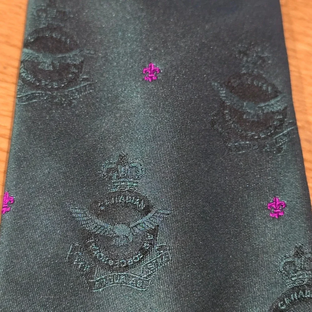 Edsor Kronen MC Krauss Silk Tie Royal Canadian Air Force RCAF Teal Green Magenta
